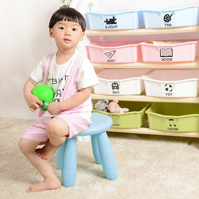 Modern Minimalist Cylindrical Kids' PP Low Stool - Backless & Armless for Living Room