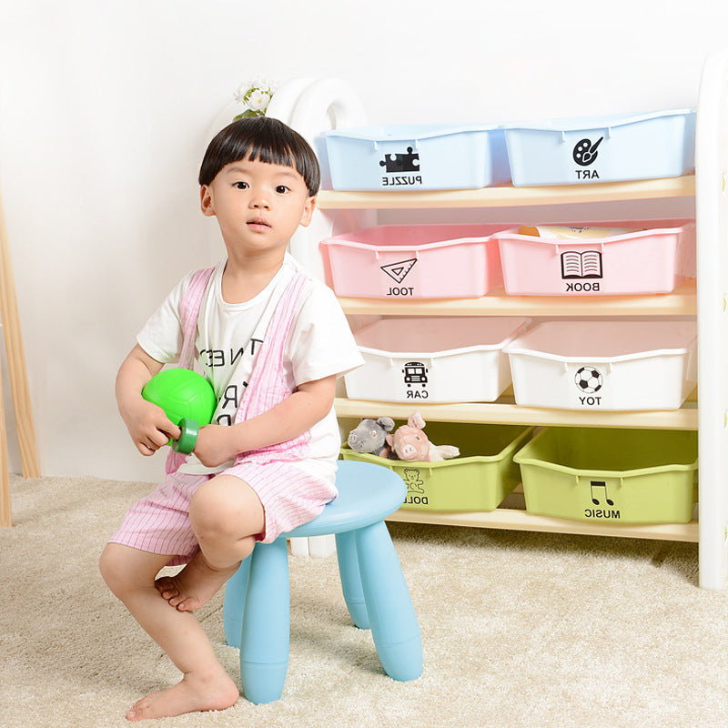 Modern Minimalist Cylindrical Kids' PP Low Stool - Backless & Armless for Living Room