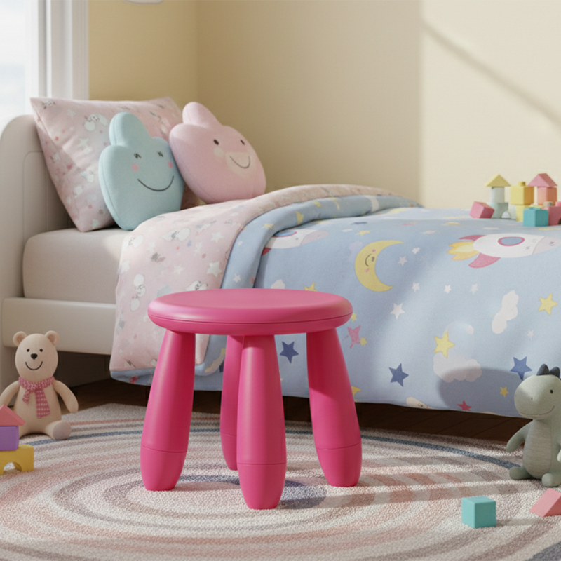Modern Minimalist Cylindrical Kids' PP Low Stool - Backless & Armless for Living Room