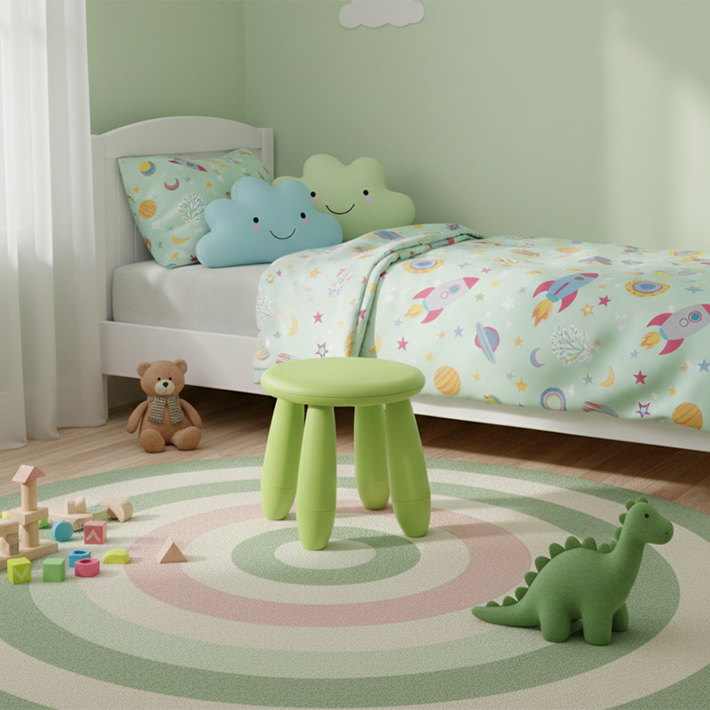 Modern Minimalist Cylindrical Kids' PP Low Stool - Backless & Armless for Living Room