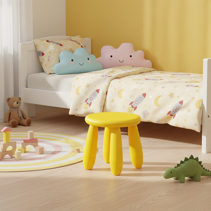 Modern Minimalist Cylindrical Kids' PP Low Stool - Backless & Armless for Living Room