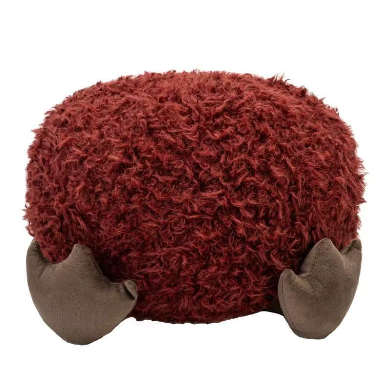 Contemporary Round EPP Particle Kids Stool — Short, Low, Backless & Armless, Fleece Finish, Living Room