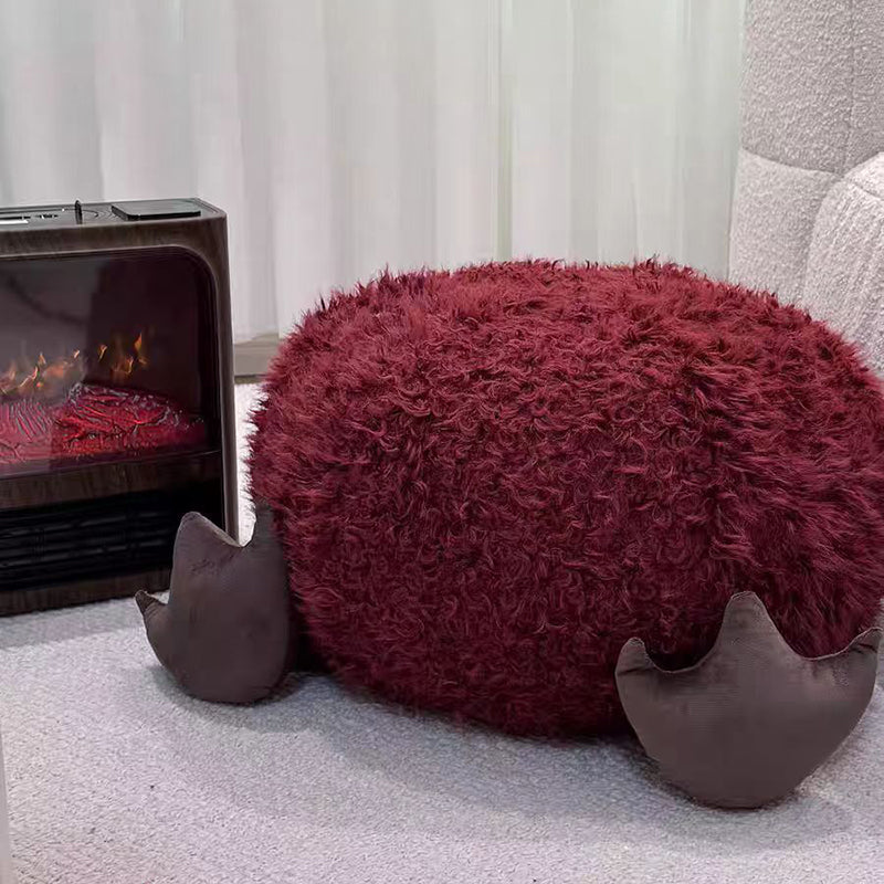 Contemporary Round EPP Particle Kids Stool — Short, Low, Backless & Armless, Fleece Finish, Living Room