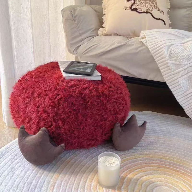 Contemporary Round EPP Particle Kids Stool — Short, Low, Backless & Armless, Fleece Finish, Living Room