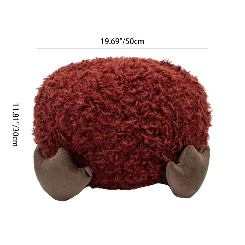 Contemporary Round EPP Particle Kids Stool — Short, Low, Backless & Armless, Fleece Finish, Living Room
