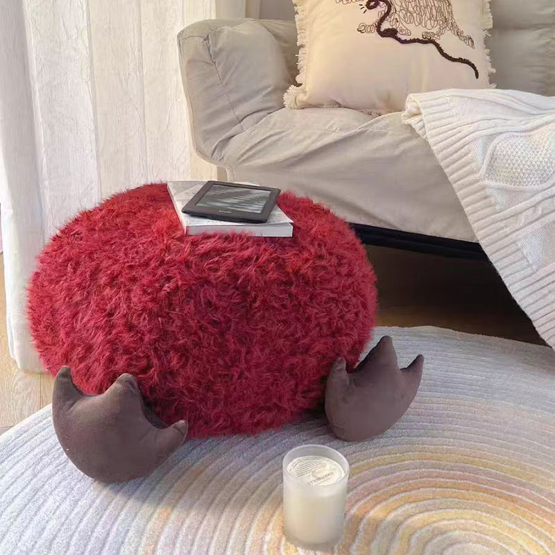 Contemporary Round EPP Particle Kids Stool — Short, Low, Backless & Armless, Fleece Finish, Living Room