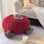 Contemporary Round EPP Particle Kids Stool — Short, Low, Backless & Armless, Fleece Finish, Living Room
