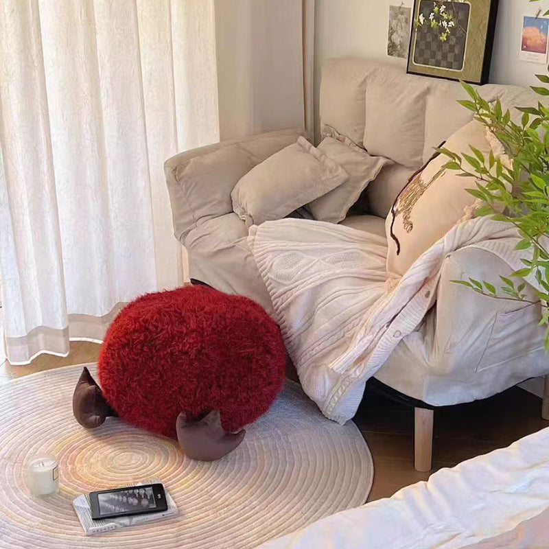 Contemporary Round EPP Particle Kids Stool — Short, Low, Backless & Armless, Fleece Finish, Living Room