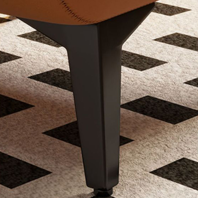 Contemporary Luxury Rectangular Cat-Claw Leather Stool with Solid Wood and Iron Frame, Low-Profile, Backless & Armless for Living Room