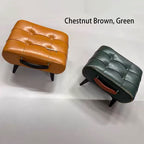 Contemporary Luxury Rectangular Cat-Claw Leather Stool with Solid Wood and Iron Frame, Low-Profile, Backless & Armless for Living Room