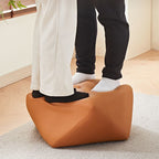 Luxurious Contemporary Octagonal Cat-Claw Leather and Wood Low Stool, Backless and Armless for Living Room