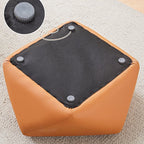 Luxurious Contemporary Octagonal Cat-Claw Leather and Wood Low Stool, Backless and Armless for Living Room