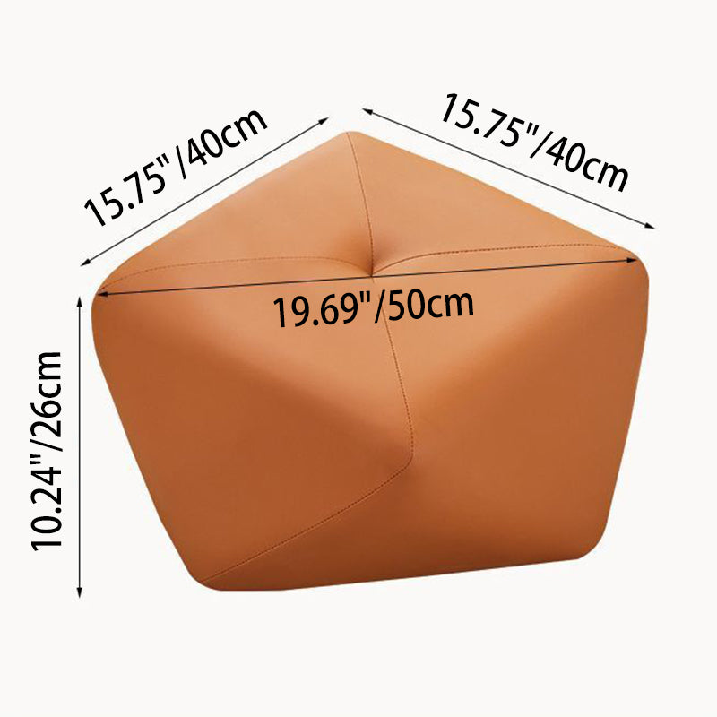 Luxurious Contemporary Octagonal Cat-Claw Leather and Wood Low Stool, Backless and Armless for Living Room