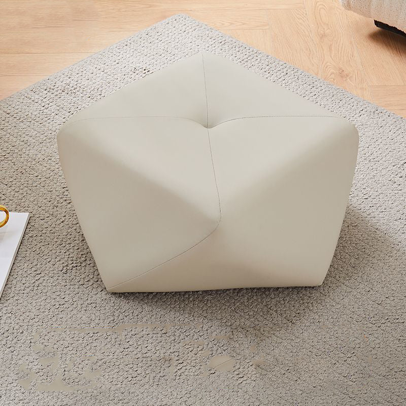 Luxurious Contemporary Octagonal Cat-Claw Leather and Wood Low Stool, Backless and Armless for Living Room