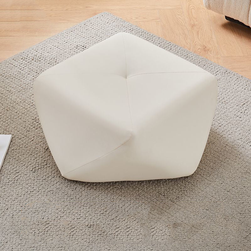 Luxurious Contemporary Octagonal Cat-Claw Leather and Wood Low Stool, Backless and Armless for Living Room
