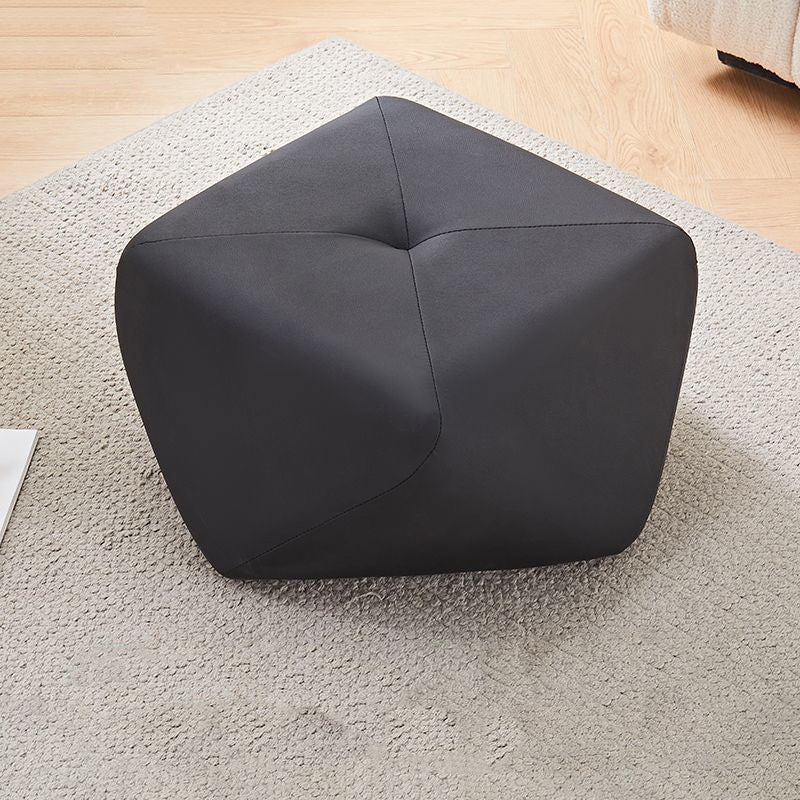 Luxurious Contemporary Octagonal Cat-Claw Leather and Wood Low Stool, Backless and Armless for Living Room