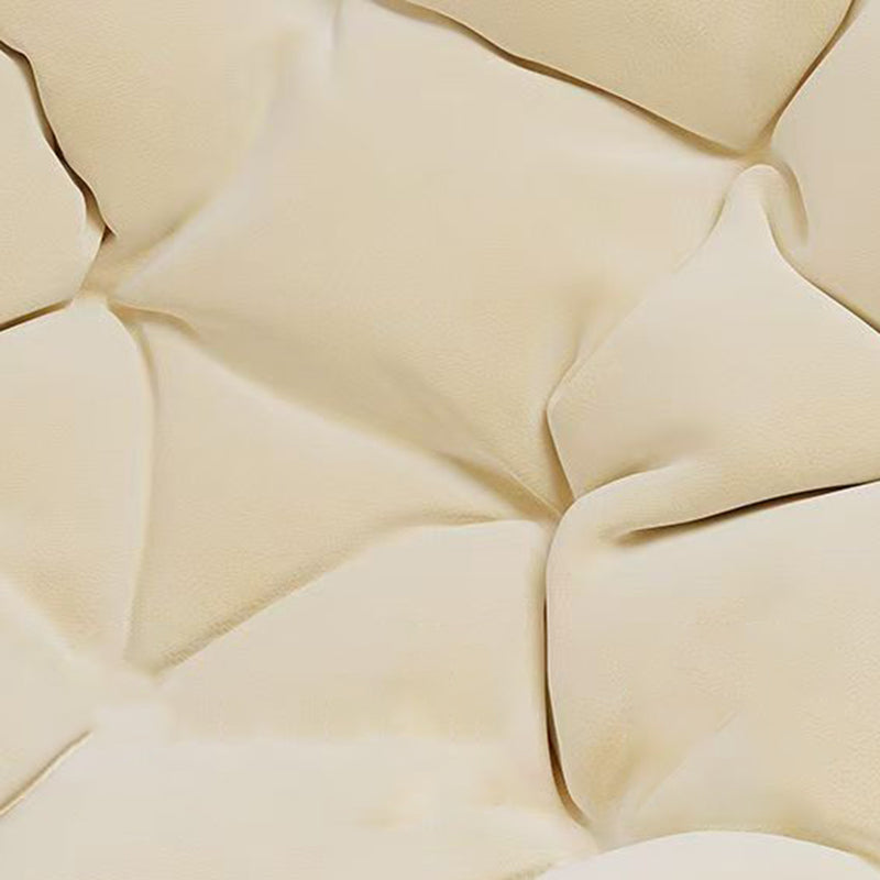 Sillón Mecedora Curvo Nido de Pájaro Moderno Minimalista — Sin Brazos, Tela de Mezcla de Lino, Estructura de Acero al Carbono con Respaldo de Ratán PE, Perfecto para Sala de Estar