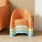 Modern Minimalist Curved Bear Design PP Kids Stool – Stackable, Low, Armless, for Living Room