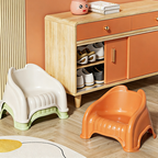 Modern Minimalist Curved Bear Design PP Kids Stool – Stackable, Low, Armless, for Living Room