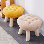 Contemporary Round Cookie-Shaped Teddy Plush Kids Stool – Solid Pine Wood, Low, Backless & Armless, Ideal for the Living Room