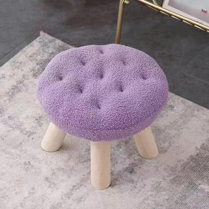 Contemporary Round Cookie-Shaped Teddy Plush Kids Stool – Solid Pine Wood, Low, Backless & Armless, Ideal for the Living Room