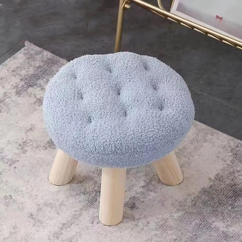 Contemporary Round Cookie-Shaped Teddy Plush Kids Stool – Solid Pine Wood, Low, Backless & Armless, Ideal for the Living Room