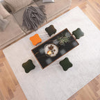Contemporary Four-Leaf Clover Stool for Kids — Solid Wood with Faux Oil-Waxed Leather, Low, Backless and Armless Living Room Accent