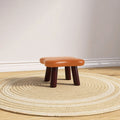 Contemporary Four-Leaf Clover Stool for Kids — Solid Wood with Faux Oil-Waxed Leather, Low, Backless and Armless Living Room Accent