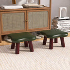 Contemporary Four-Leaf Clover Stool for Kids — Solid Wood with Faux Oil-Waxed Leather, Low, Backless and Armless Living Room Accent