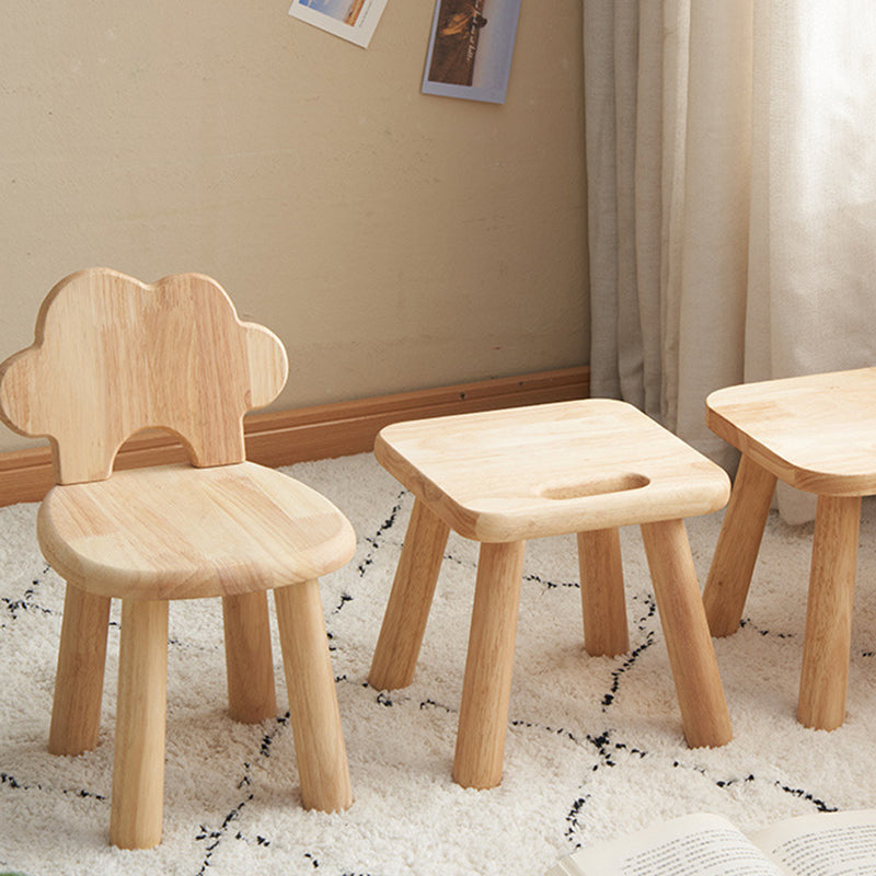 Contemporary Cloud-Shaped Kids Stool — Cylindrical Rubberwood Frame with Multi-Layer Plywood, Low-Profile Seating for Living Room