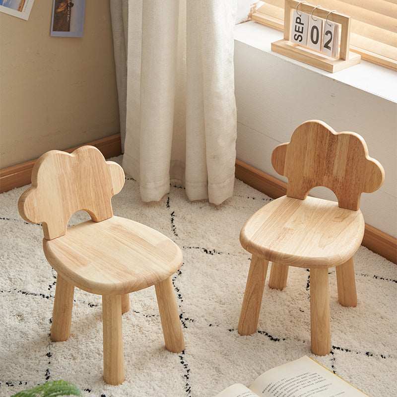 Contemporary Cloud-Shaped Kids Stool — Cylindrical Rubberwood Frame with Multi-Layer Plywood, Low-Profile Seating for Living Room