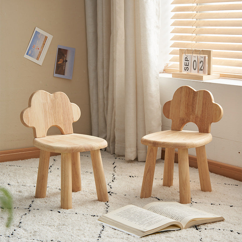 Contemporary Cloud-Shaped Kids Stool — Cylindrical Rubberwood Frame with Multi-Layer Plywood, Low-Profile Seating for Living Room