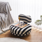 Modern Round Sherpa Fabric Swivel Stool with Iron Frame – Low-Profile, Armless with Backrest, Mobile for Living Room