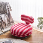 Modern Round Sherpa Fabric Swivel Stool with Iron Frame – Low-Profile, Armless with Backrest, Mobile for Living Room