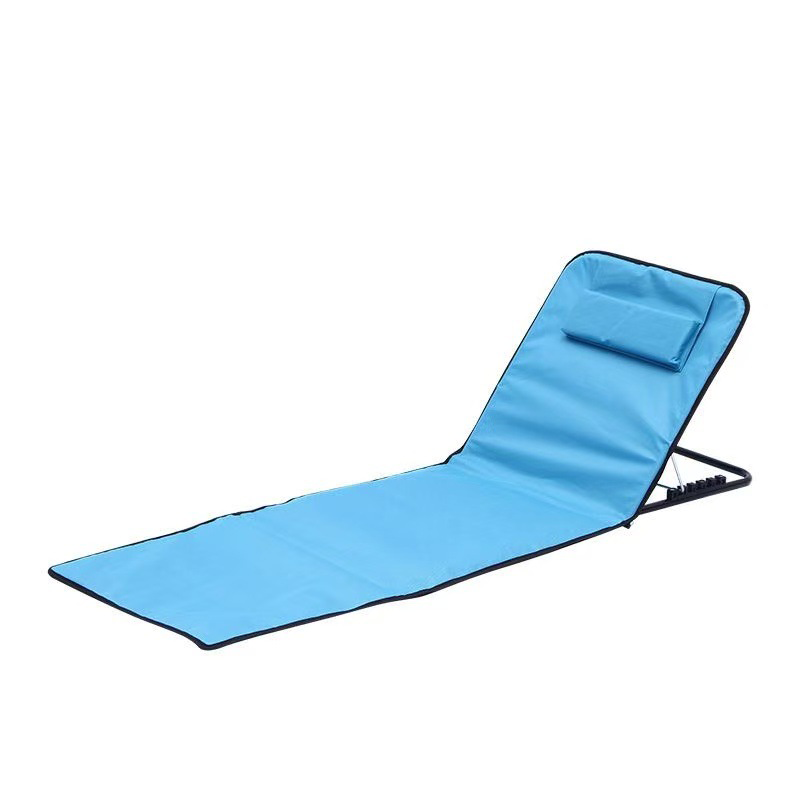 Modern Minimalist Rectangular Oxford Fabric Folding Beach Chair with Steel Tube Frame and ABS Backrest – Outdoor Recliner