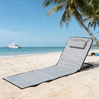 Modern Minimalist Rectangular Oxford Fabric Folding Beach Chair with Steel Tube Frame and ABS Backrest – Outdoor Recliner