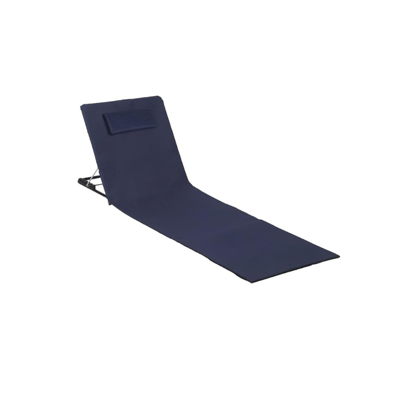 Modern Minimalist Rectangular Oxford Fabric Folding Beach Chair with Steel Tube Frame and ABS Backrest – Outdoor Recliner