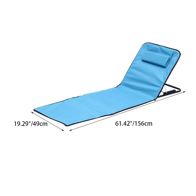 Modern Minimalist Rectangular Oxford Fabric Folding Beach Chair with Steel Tube Frame and ABS Backrest – Outdoor Recliner