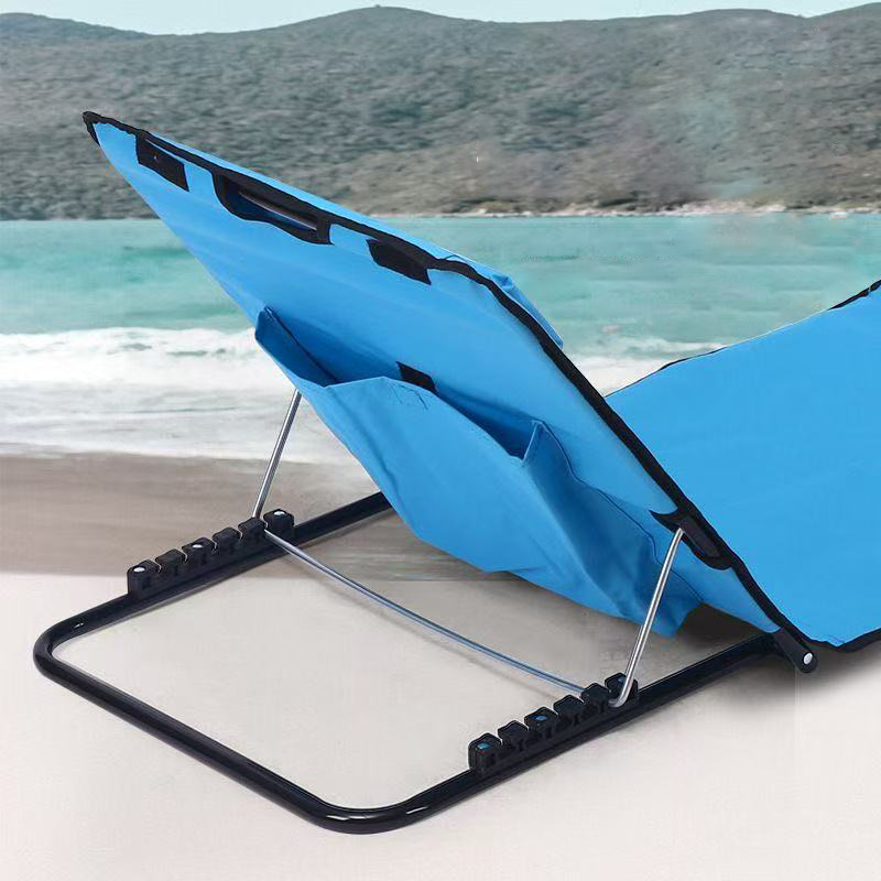 Modern Minimalist Rectangular Oxford Fabric Folding Beach Chair with Steel Tube Frame and ABS Backrest – Outdoor Recliner