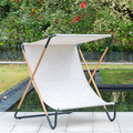 Modern Minimalist Rectangular Folding Recliner with Curved Sunbrella Textilene Jacquard Fabric and Waterproof Alloy Steel Backrest for Outdoor Use