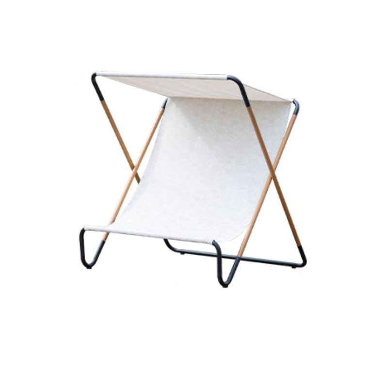 Modern Minimalist Rectangular Folding Recliner with Curved Sunbrella Textilene Jacquard Fabric and Waterproof Alloy Steel Backrest for Outdoor Use
