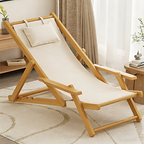 Sleek Modern Minimalist Rectangular Bamboo Oxford Fabric Foldable Recliner with Backrest and Armrests for Living Room