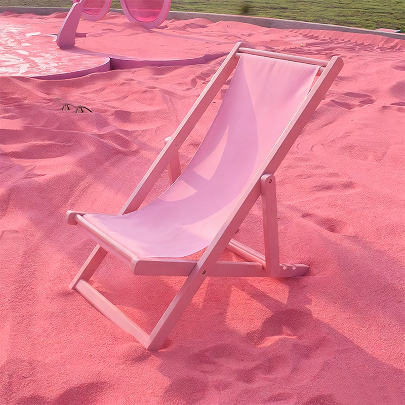 Sillón Plegable Rectangular Moderno para Playa de Tela Oxford con Estructura de Madera Maciza y Respaldo Reclinable para Uso Exterior