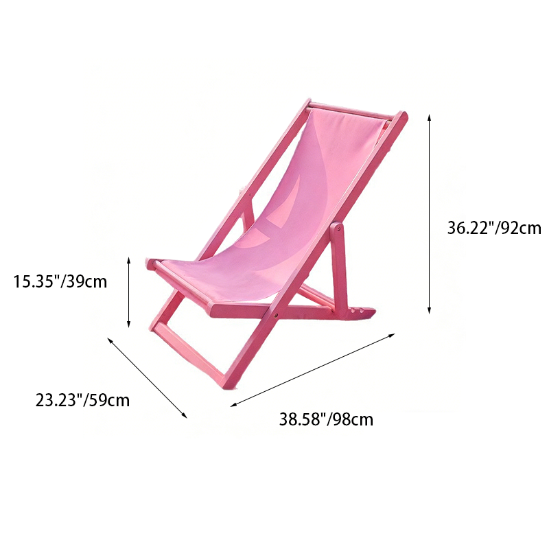 Sillón Plegable Rectangular Moderno para Playa de Tela Oxford con Estructura de Madera Maciza y Respaldo Reclinable para Uso Exterior