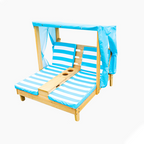 Contemporary Rectangular Kids Outdoor Recliner with Cedar Backrest and Polyester Fabric