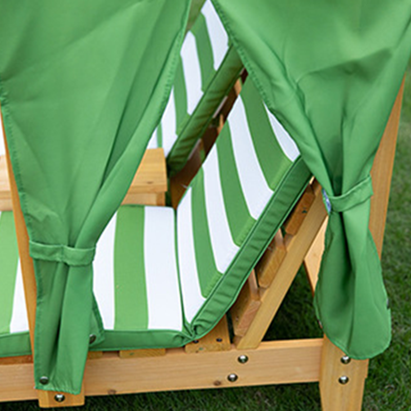 Contemporary Rectangular Kids Outdoor Recliner with Cedar Backrest and Polyester Fabric