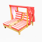 Contemporary Rectangular Kids Outdoor Recliner with Cedar Backrest and Polyester Fabric