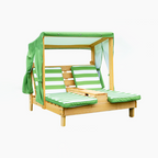Contemporary Rectangular Kids Outdoor Recliner with Cedar Backrest and Polyester Fabric