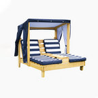 Contemporary Rectangular Kids Outdoor Recliner with Cedar Backrest and Polyester Fabric