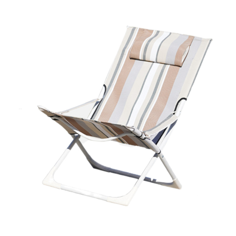 Modern Minimalist Rectangular Steel Folding Recliner with Oxford Fabric Backrest for Outdoor Use
